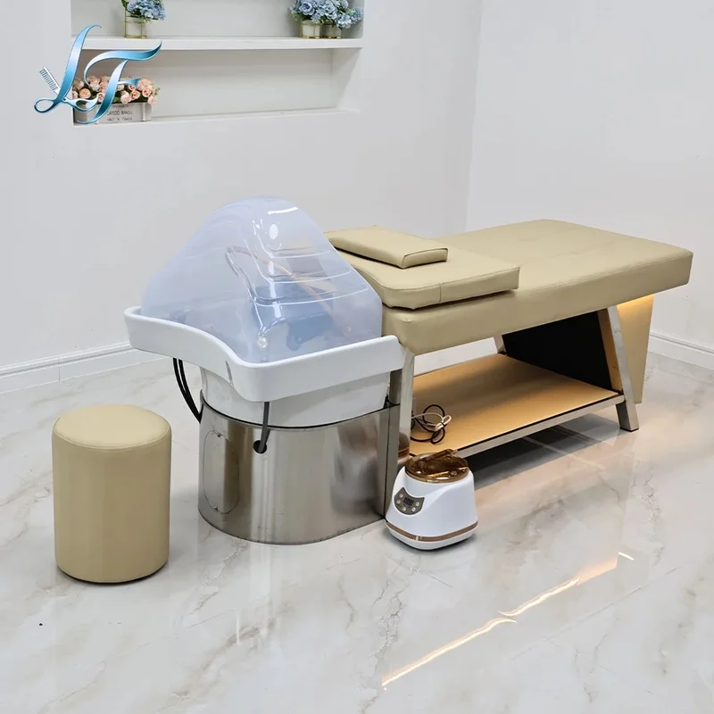 Factory Directly Head Spa Therapy Washing Station Water Circulation Thai Stainless Steel Frame Shampoo Bed Set