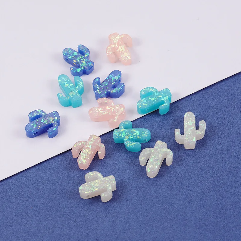 30Pcs/Lot  Opal Cactus Loose Bead 1.5mm Hole  12.8*10.7mm Synthetic Opal Plant Cactus Beads DIY Neckalce Jewelry