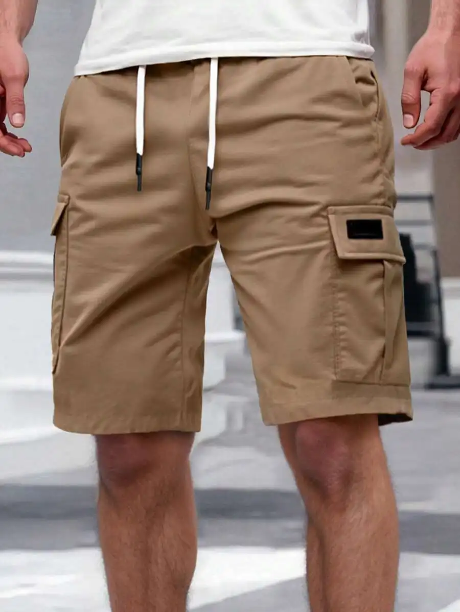 

Men Casual Elastic Waist Drawstring Cargo Shorts With Multi Pockets For Summer Daily Wear