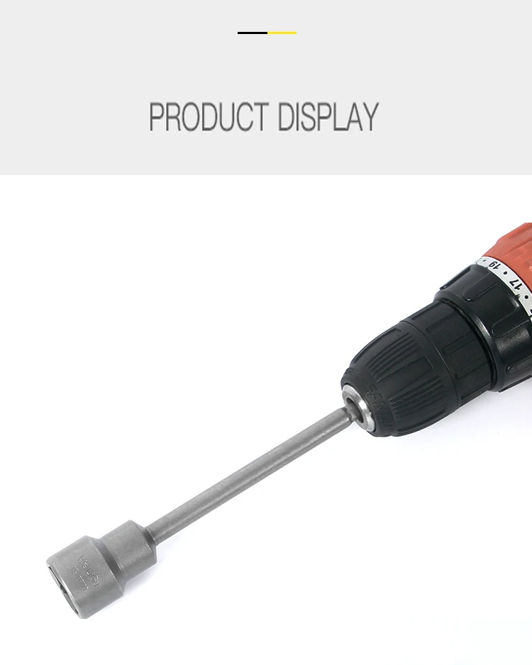 5mm-19mm Extra Long Hexagon Socket Nonmagnetic Electric Drill Socket Driver Pneumatic Screwdriver Bit  Length 100mm