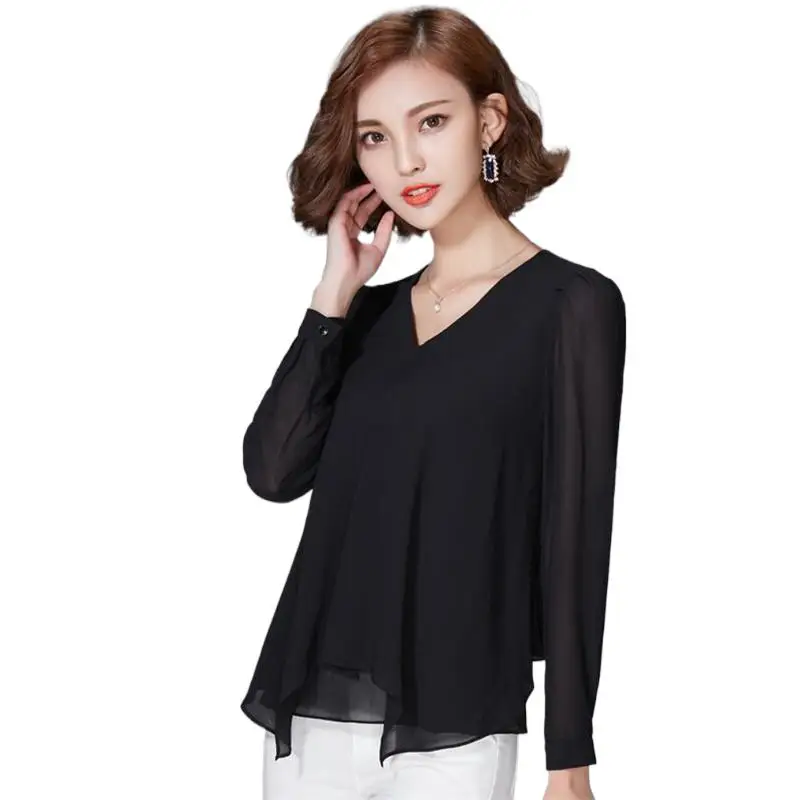 

office wear women Split chiffon Blouses plus size chiffon top office wear women blouses Vestidos blusa manga larga mujer