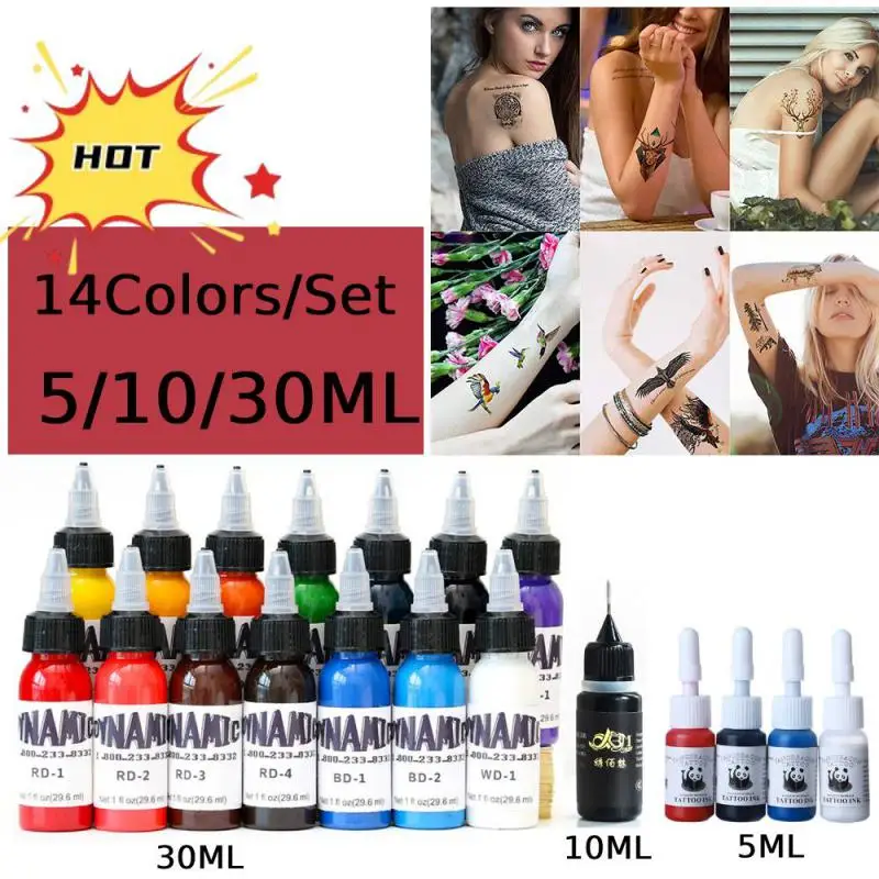 Heiße 14color 5/10/30ml/Flasche Marke profession elle Tattoo Tinte Kits für Körper kunst natürliche Pflanzen Mikro pigmentierung Pigment Farbset