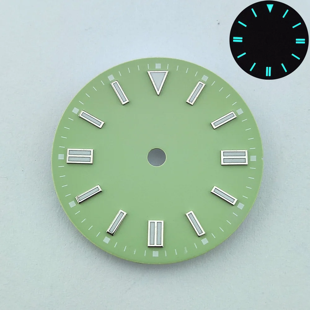 285mm-時計文字盤-nh35-文字盤-nh36-文字盤-ライトグリーン文字盤-夜光文字盤-高品質時計アクセサリー-nh35-nh36-ムーブメントに適合