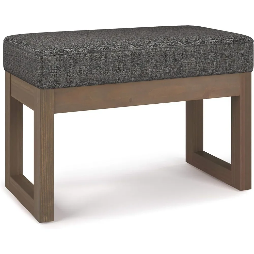 

Milltown 27 Inch Wide Modern Rectangular Ottoman Ottoman Bench in Ebony Tweed Exterior Fabric for Living Room and Bedroom