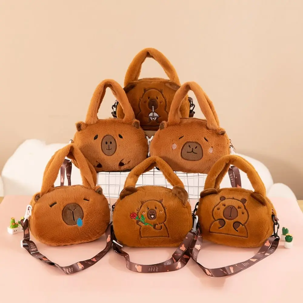 Plush Capybara Capybara Plush Handbag Animal Cartoon Large Capacity Capybara Crossbody Bag Handbag Stuffed Cartoon Shoulder Bag