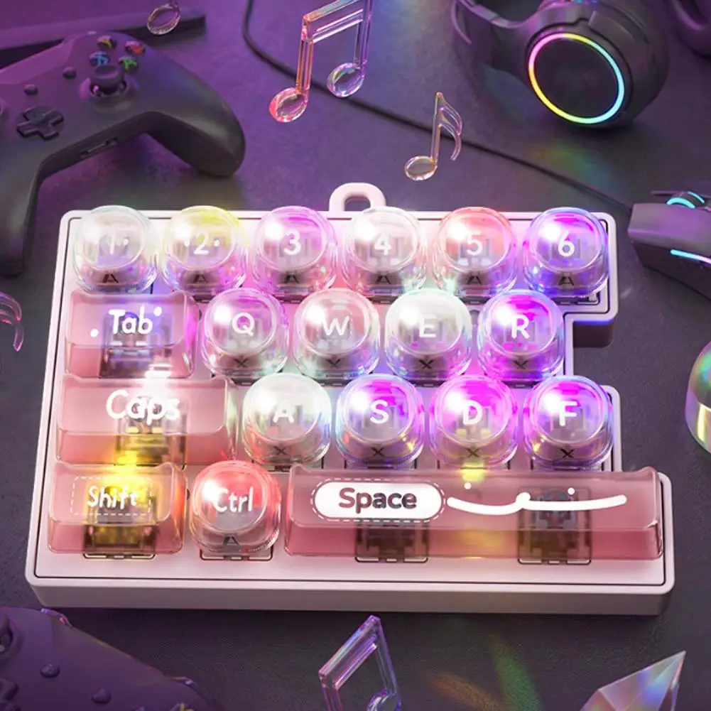 Fidget Keyboard Toy 19 Keys Mechanical Light Up Stress Relief Portable Desk Pendant Decompression Toy for Kids Adults