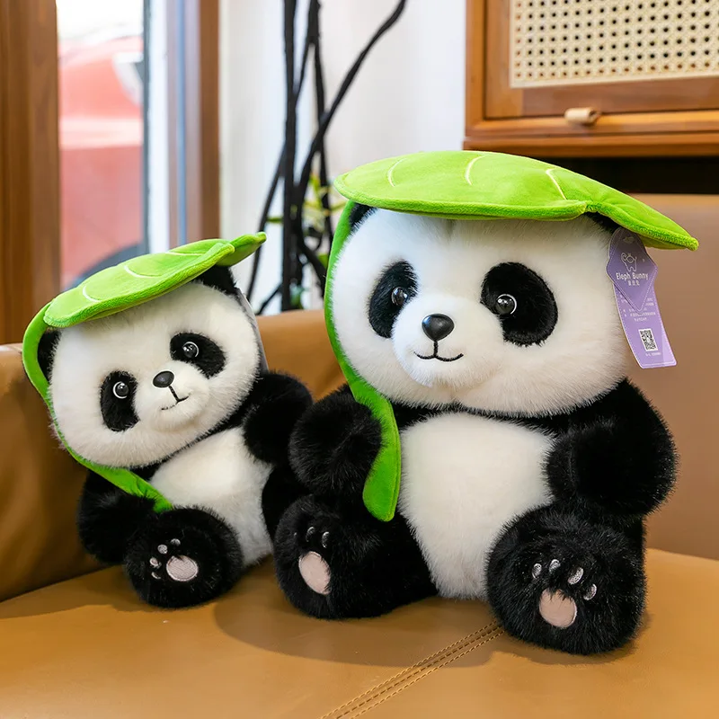 2025 ใหม่ 30 ซม.น่ารักLeaf Panda Plushตุ๊กตาจริงPlush Giant Pandaของเล่นหมอนเด็กของขวัญวันเกิด