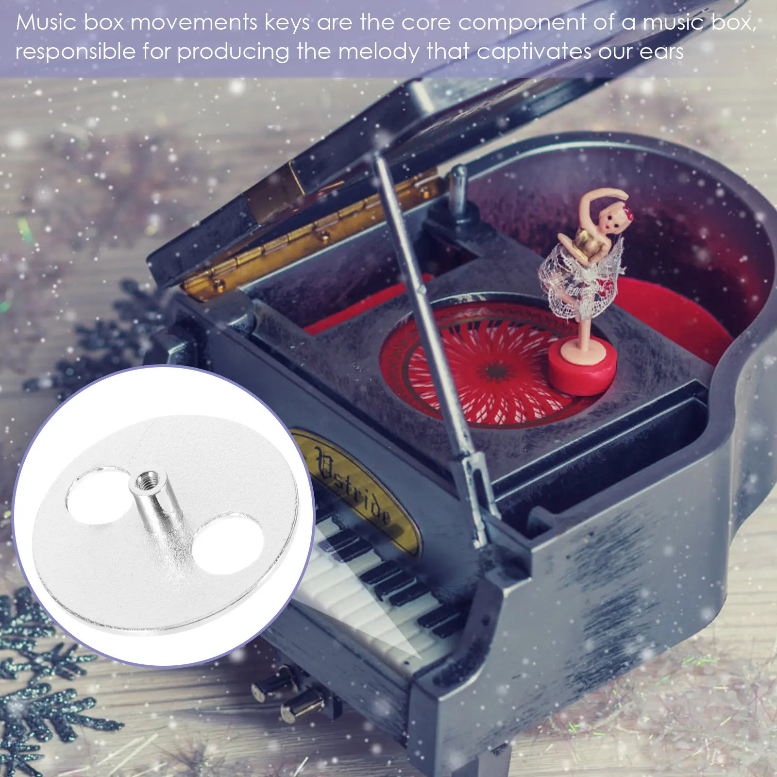 2Pcs Music Box Winder Keys Replacement Premium Metal Material Smooth Surface Easy Installation Strong Durability Music Box Parts