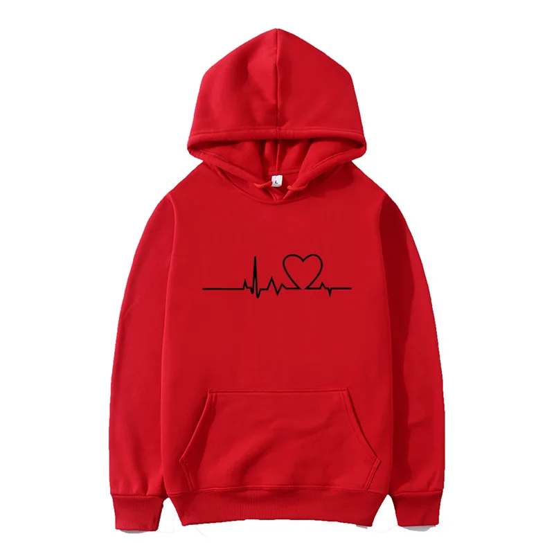 Loose Love Print Hooded Sweatshirt Women 2023 Autumn Winter Fashion Long Sleeve Drawstring Sports Casual Hoodies Tracksuit