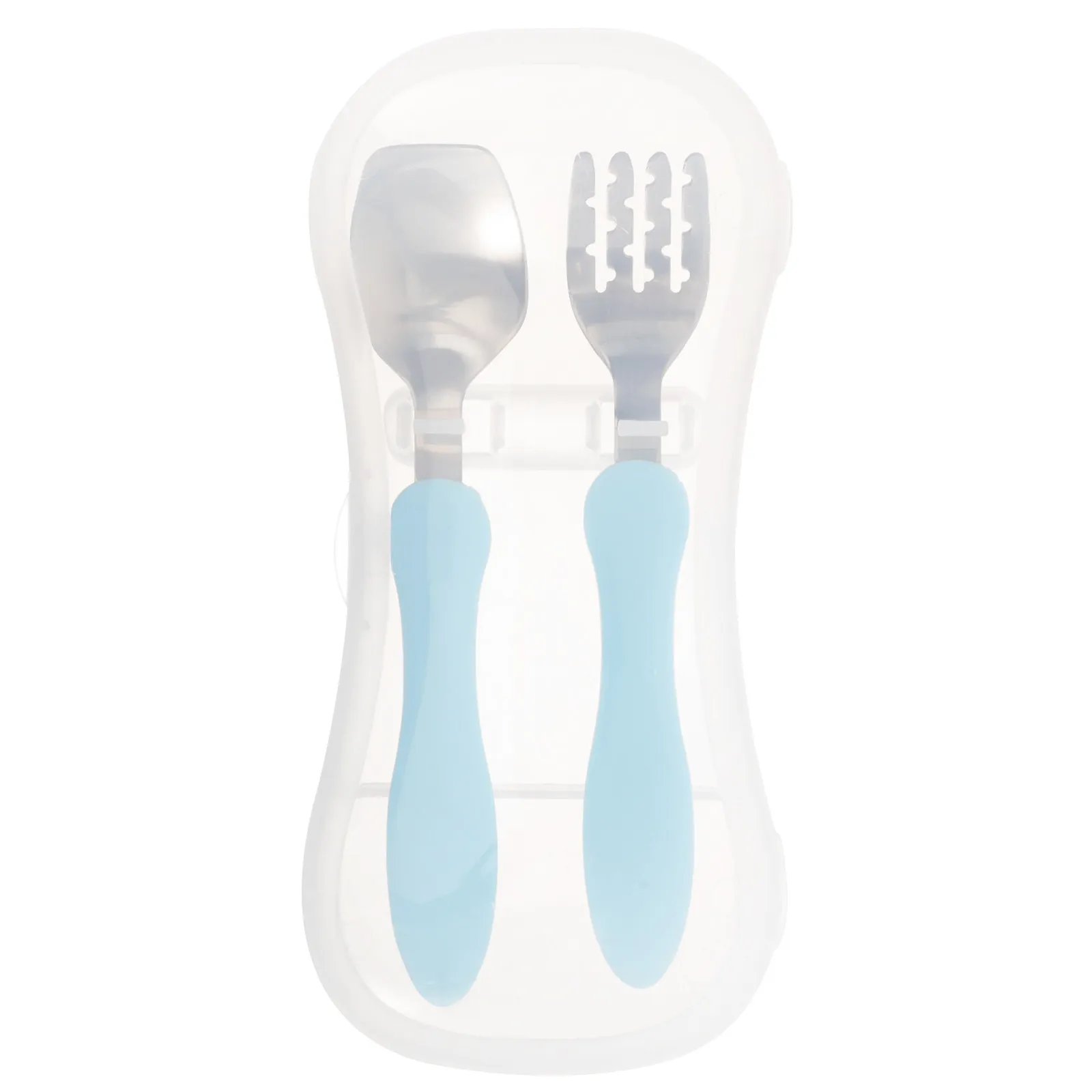 

1Set Toddler Spoon and Fork Set Baby Self Feeding Utensils Training Kit Smooth Handle Easy Grip Compact for Travel Camping