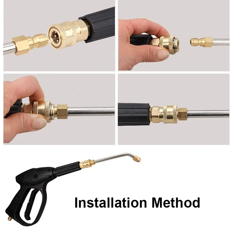 High Pressure Washer Curved Extension Nozzles 1/4 Quick Plug SS Bend Rod With 25 Degree Fan Spray Nozzle Car Cleaning Tool image 3