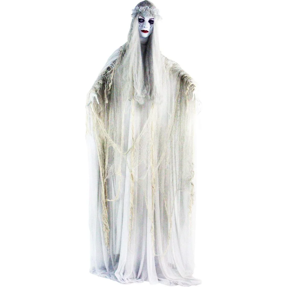 

Halloween Ghost ,Life-Size Scary Ghost Bride, Halloween Animatronic With Touch Activated Lights And Sound, Bat