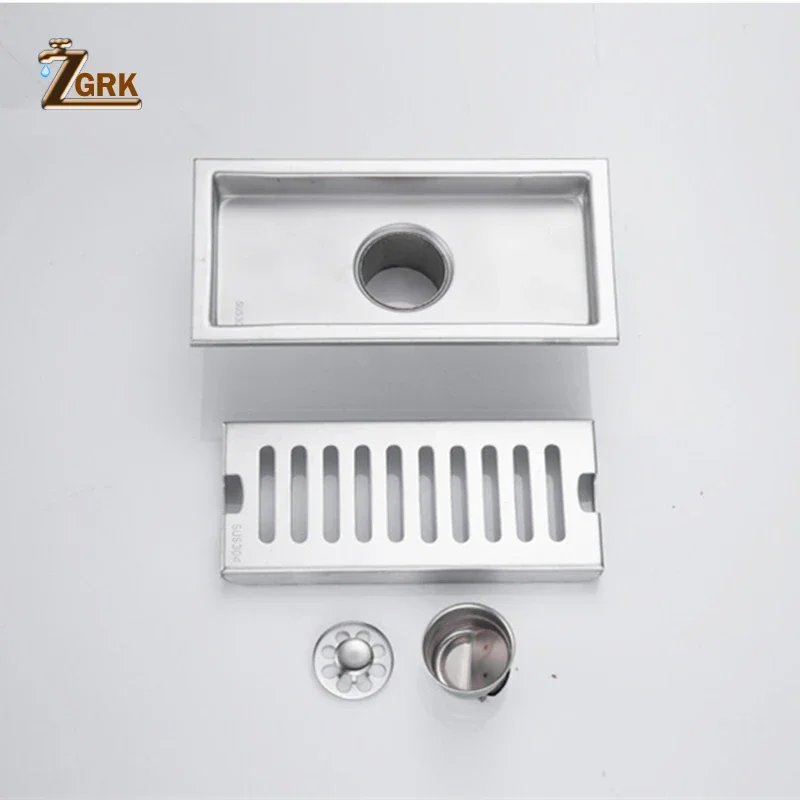 Stainless Steel Floor Drain Shower Room Large Displacement Linear Drain For Shower Floor Deodorant Drain Cover Rectangular 60cm