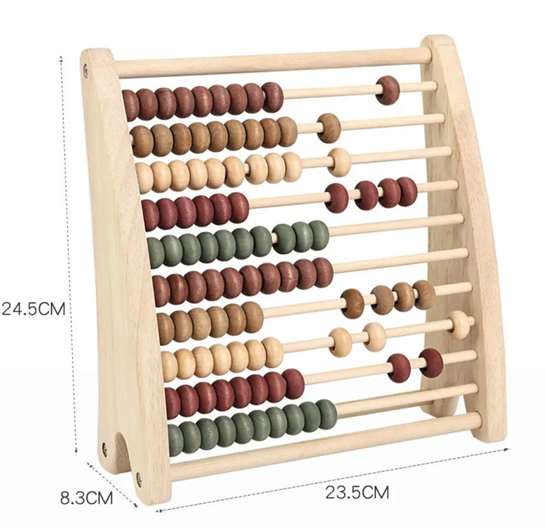 Wooden 10‑Row Abacus Counting Frame Math Toy Kids Addition Subtraction Calculation Teaching Tool Preschool Educational Toy