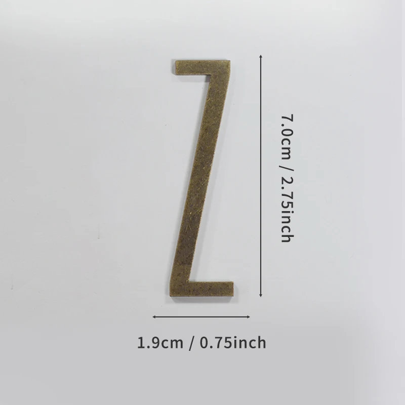 Selbstklebende Hausnummern aus Bronze, englische Alphabetbuchstaben aus Metall für Wohnung, Zimmer, Türschild, Tisch, Briefkasten, Nummernaufkleber, 7 cm – Detail 33