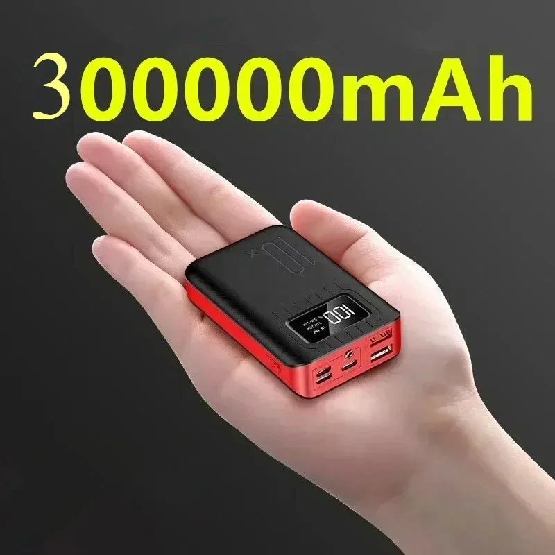 300000mAh Mini Fast Charging Power Bank Portable Charger HD Digital Display 3USB External Battery Pack for iPhone Xiaomi Samsung