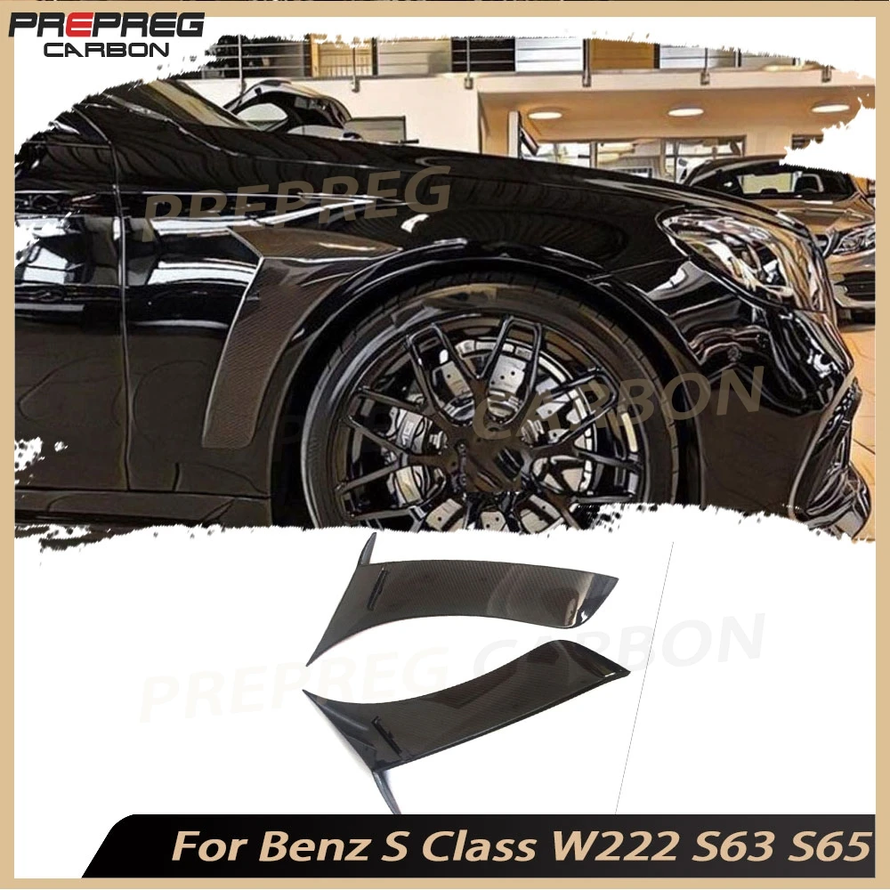 

Carbon Fiber Front Bumper Side Fender Fin Splitter Moulding Trims For Mercedes Benz S Class W222 S63 S65 AMG 2014 - 2019 FRP
