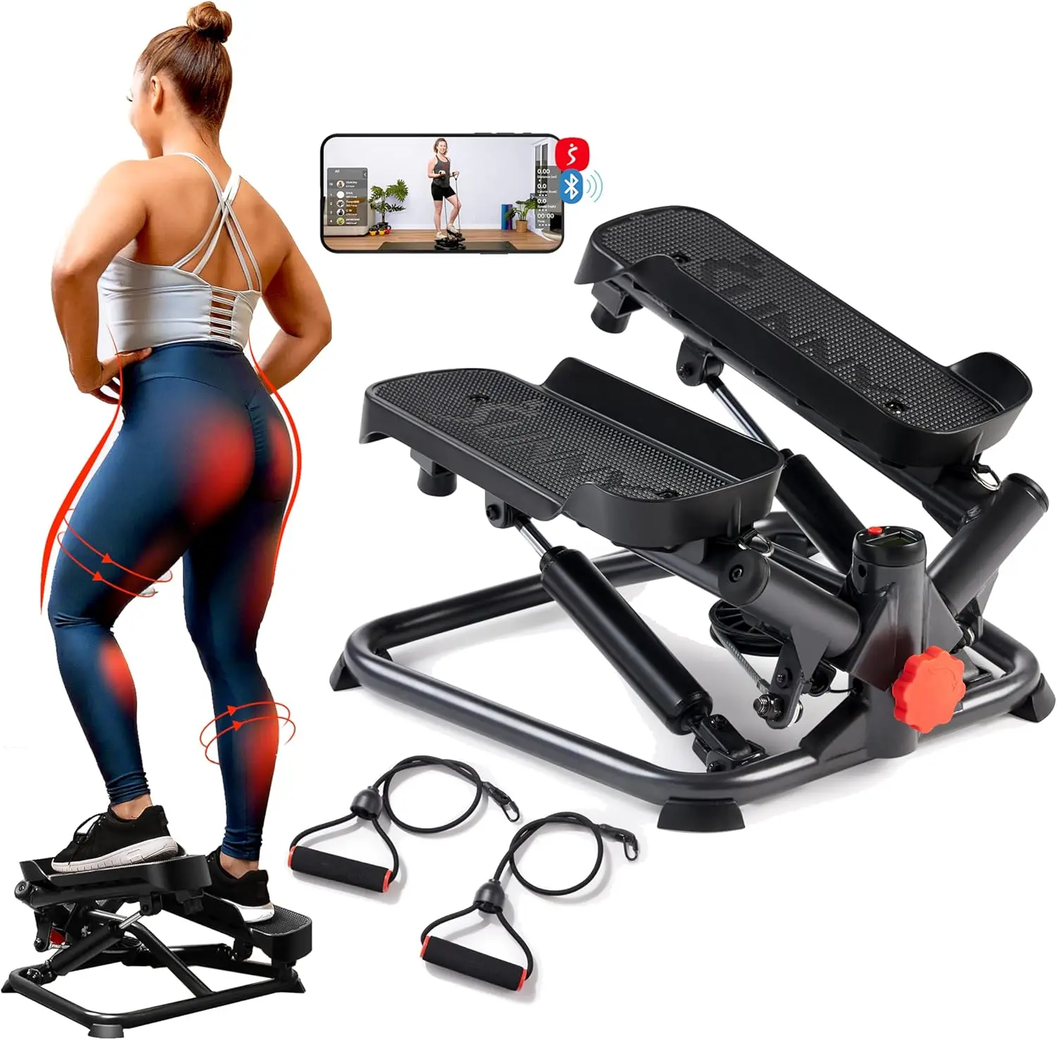 Advanced Twist Stepper Machine Workout Cardio Mini Stair Master Climber Thigh Space Twist Stepper Resistance Band w Optional