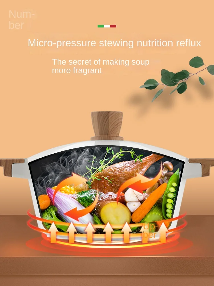 Medical Stone Star Anise Soup Pot Non-stick Saucepan Micro Pressure Lock Fresh Home Cooking Pots Gas Induction Cooker Stew Pot