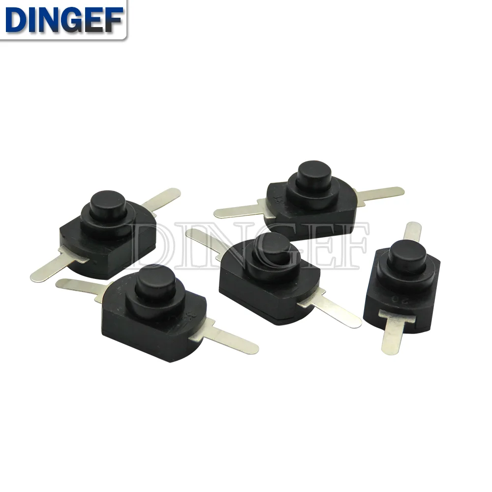 10 unids/lote interruptor de linterna 12*8MM Mini interruptor de botón encendido apagado 1208YD autobloqueo para antorcha eléctrica DC 30V 1A negro