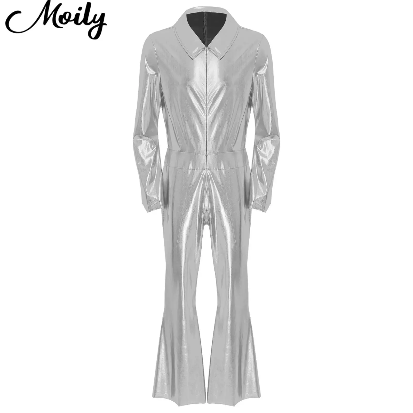 

Mens Western Cowboy Costume Man 80s Disco Metallic Shiny Jumpsuit Soft One Piece Rompers for Vintage Raves Club Halloween Party