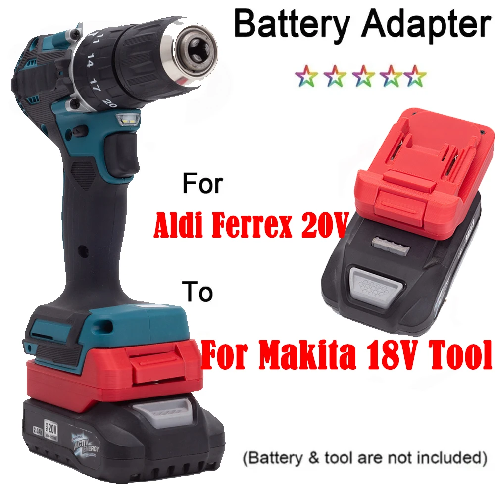 Adaptador de conversión de batería para Aldi Ferrex Activ Energy, batería de iones de litio de 20V para herramientas Makita de 18V (no incluye