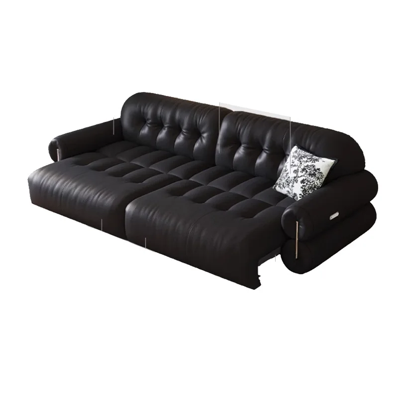 

Brown sugar cloud electric function sofa, adjustable leather zero against the wall