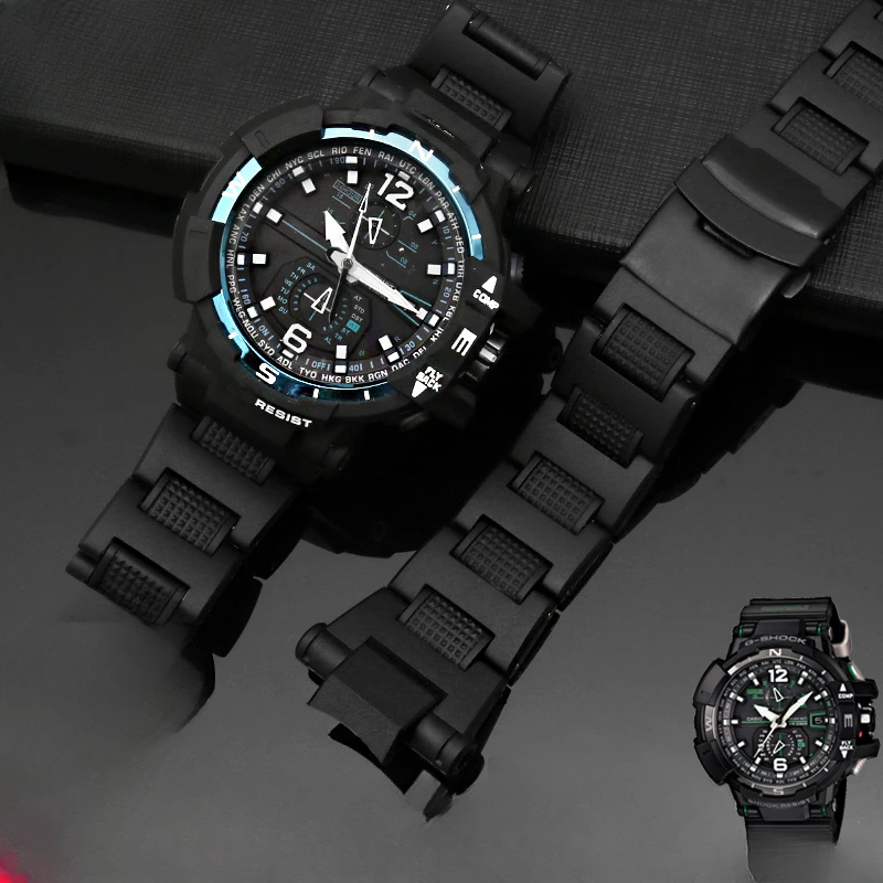 For G-SHOCK Casio Black Special Double Press Folding Buckle Air Bully Series GW-A1100 Gw4000 Ga1100 Plastic Steel Watch Band