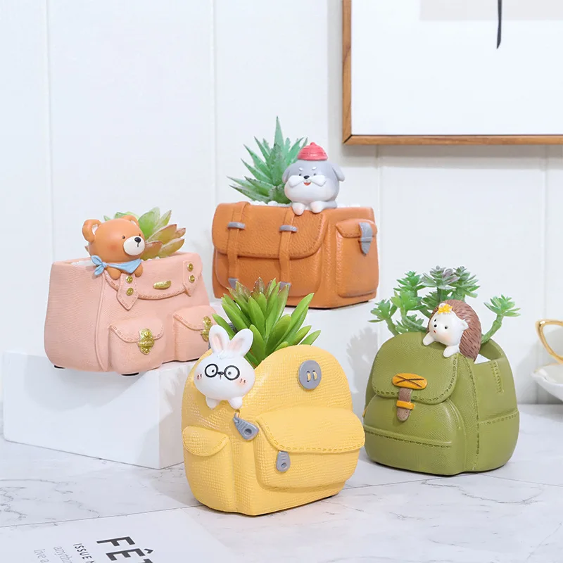 

Creative Bags Shape Succulent Plant Pot Small Resin Cactus Bonsai Planter Kawaii Flowerpots for Home Garden Decoration