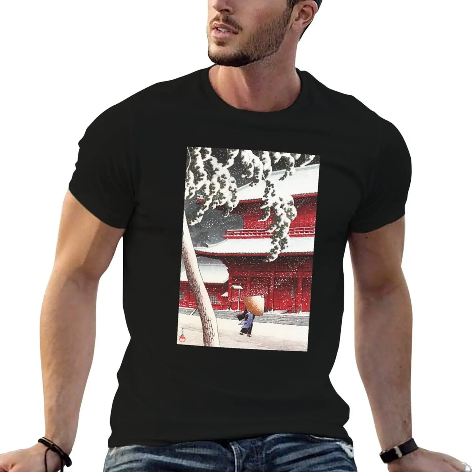 Zojoji Temple in Shiba by Kawase Hasui T-Shirt Plus Size Solid Color T-Shirt