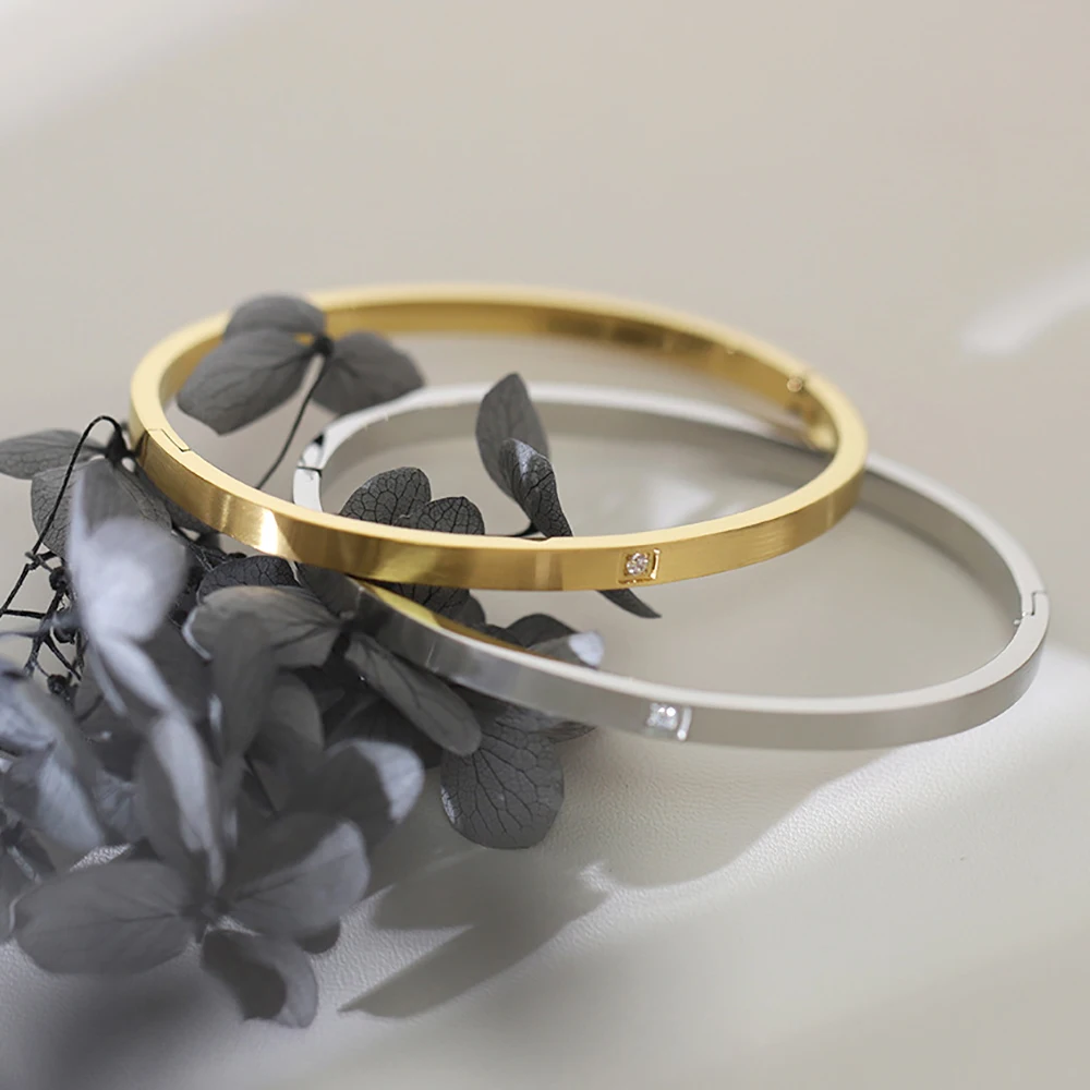 ماتي نحى مطلية بالذهب التيتانيوم الصلب الزركون مطعمة سوار مفتوح مع سلسلة حبل ملونة اليدوية الطبقات مجوهرات للنساء