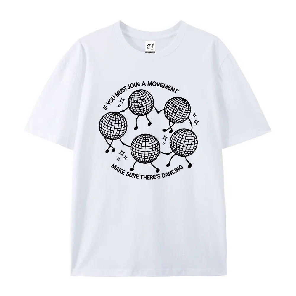 Women Disco Ball Dance Quote Print T Shirt Retro Party Graphic Tee Summer Short Sleeve Top Casual Streetwear Fashion Clothing