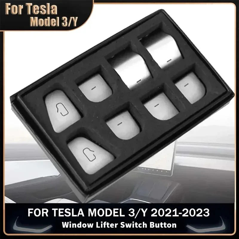 For Tesla Model 3 Model Y 2023 Car Window Lift Switch Button Sticker Door Button Sticker Interior Car Accessories