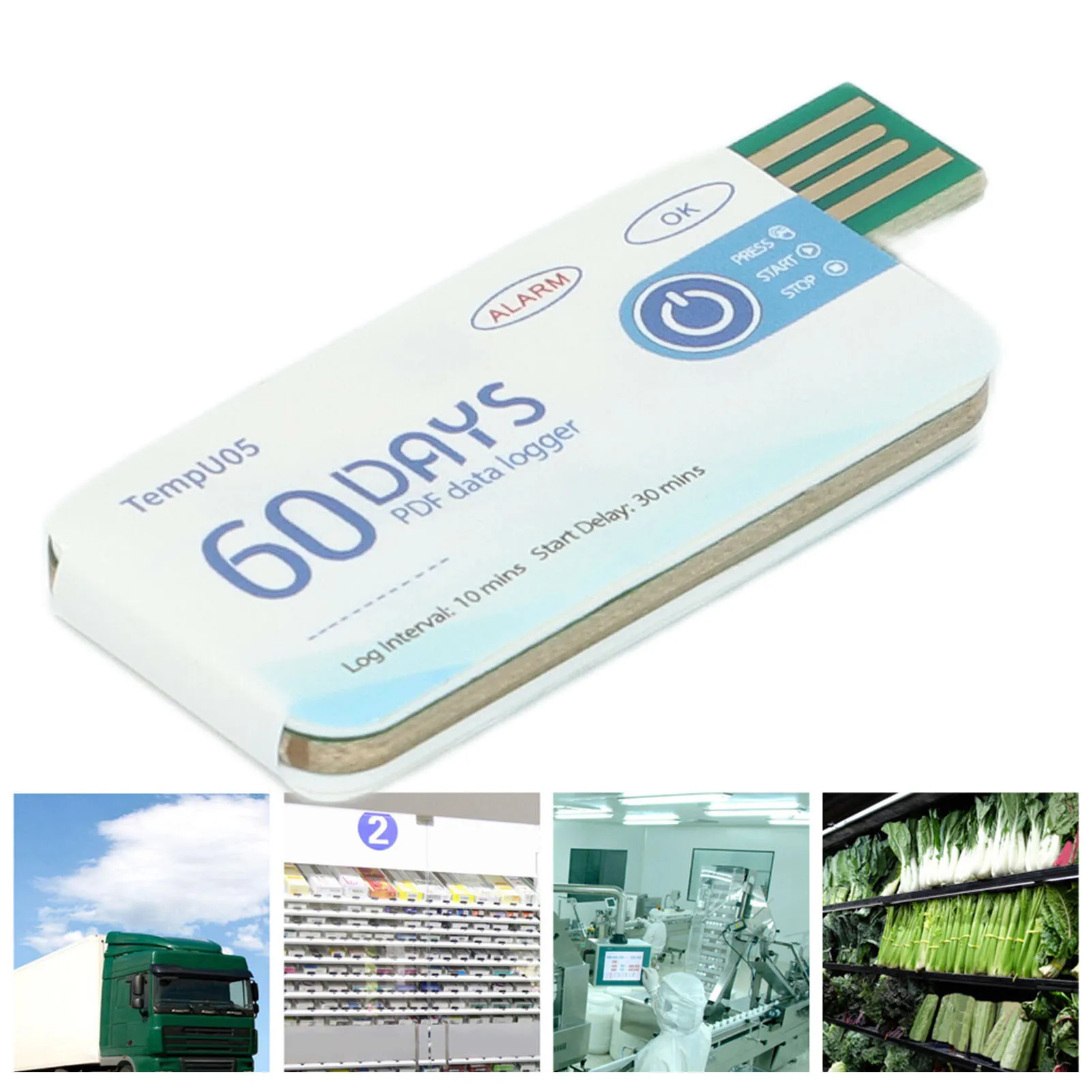 TempU05 Single Use Temperature Data Logger Disposable USB Temperature Recorder PDF Report