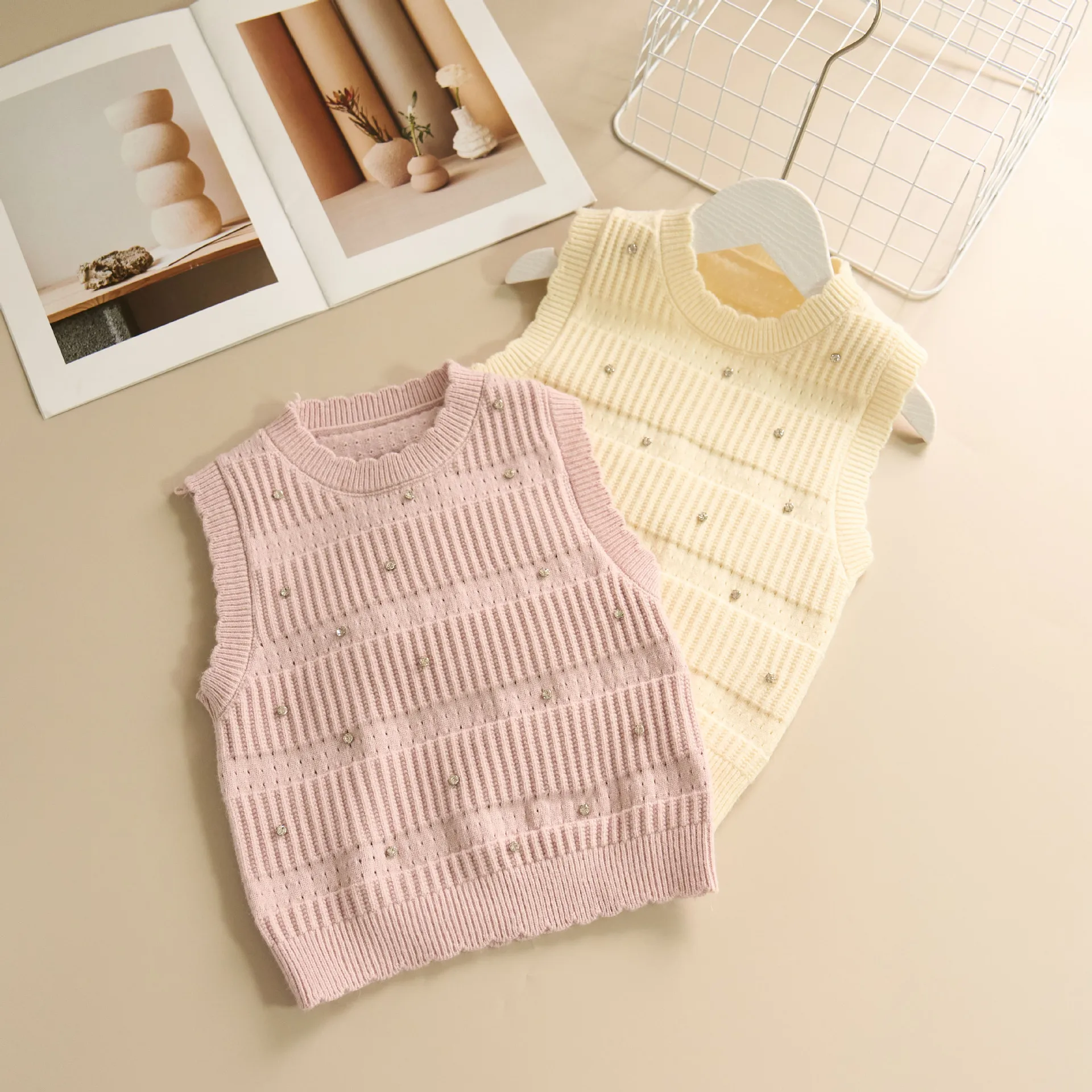 

Girls Knitted Vest Spring Autumn 2025 Children Woolen Jersey Sweaters Sleeveless Tops For Baby Girl Outerwear Clothes Kids 5 6Y