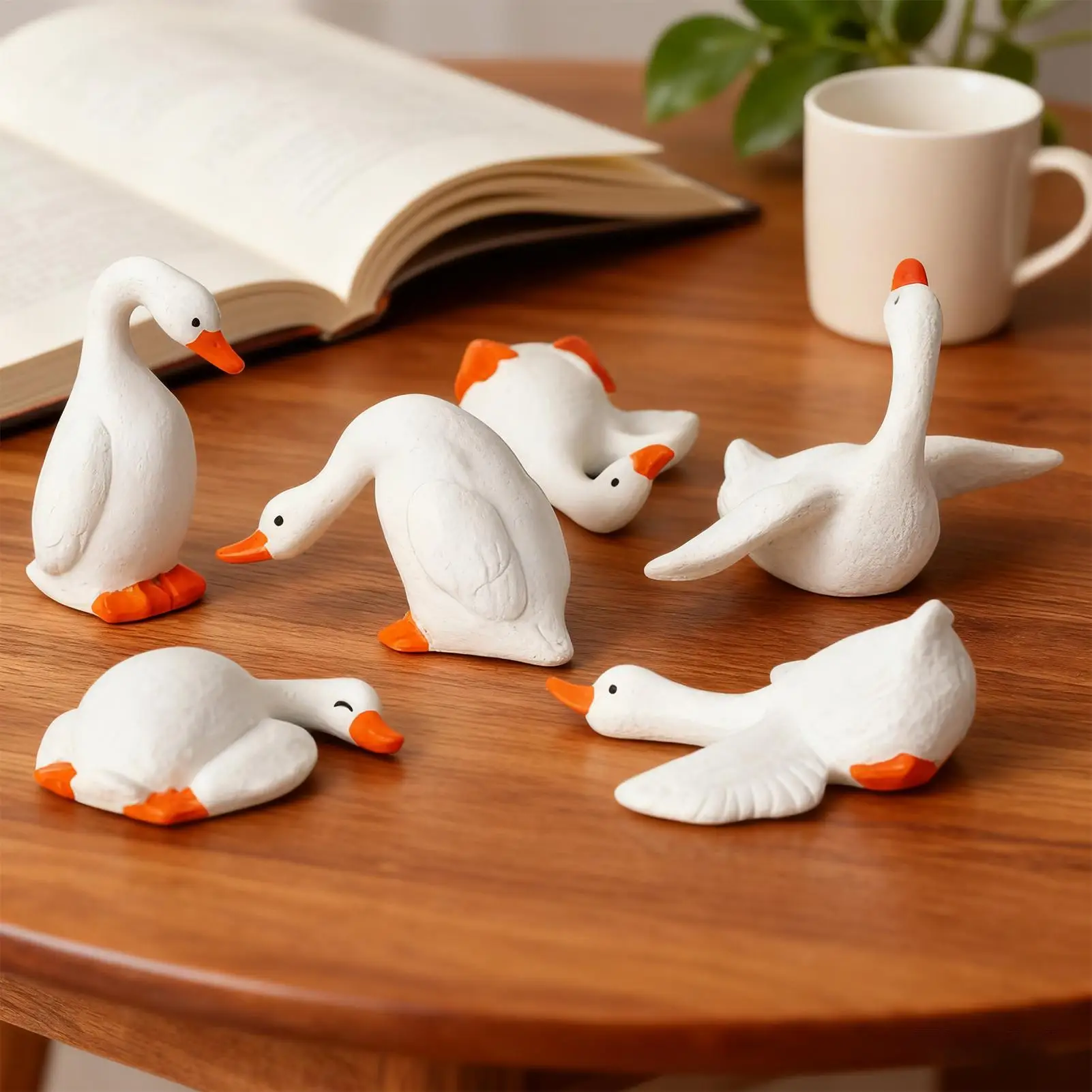 6 Pieces Geese Animal Statue Decoration Dashboard Figurines Desktop Statue Accessories for Vehicle Automotive RV Office Road