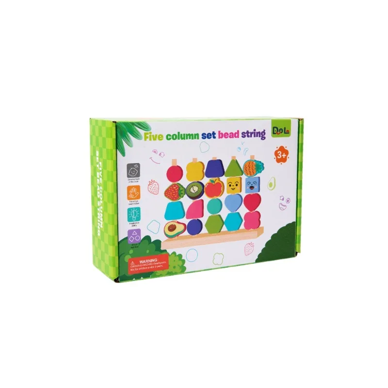"5 - em - 1 Brinquedos de madeira Montessori: Blocos de cognição de cores e formas, jogo de correspondência e classificação, design de contas - Educati precoce ideal