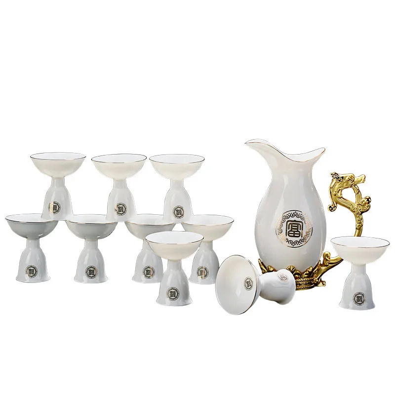 Tibetan gold wine set wine glass household  cup wine pot ceramic Fenjiu ware crystal  foil highend gift box