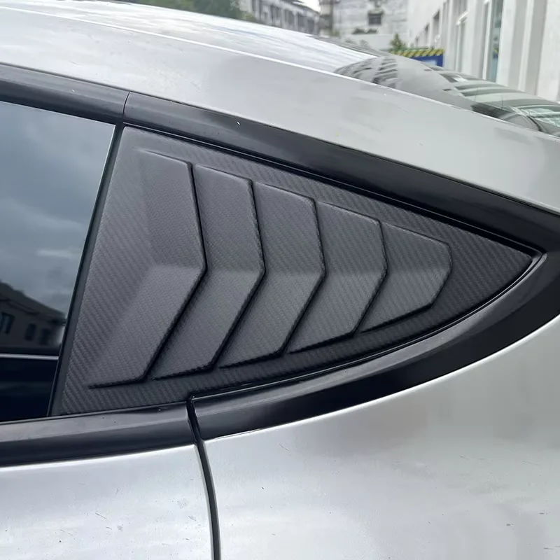 For Tesla Model 3 2024 Car Rear Window Cover High Quality Dry Carbon Fiber Sticker, Triangular Window Patch Exterior Accessories