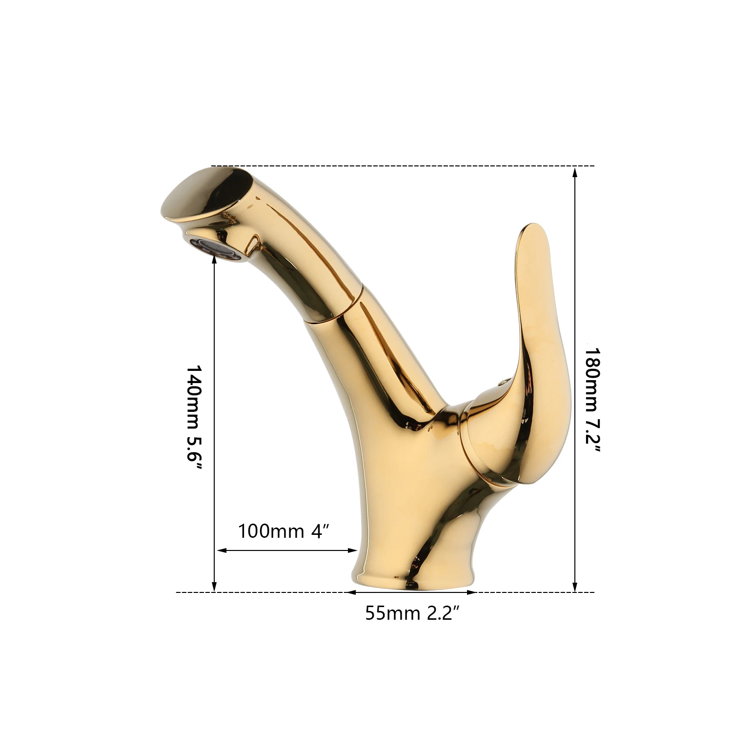 Monite Bathroom Basin Faucet Pull Out Desgin Gold Single Hole Single Handle Hot Cold Water Stream Sprayer Head Sink Mixer Tap