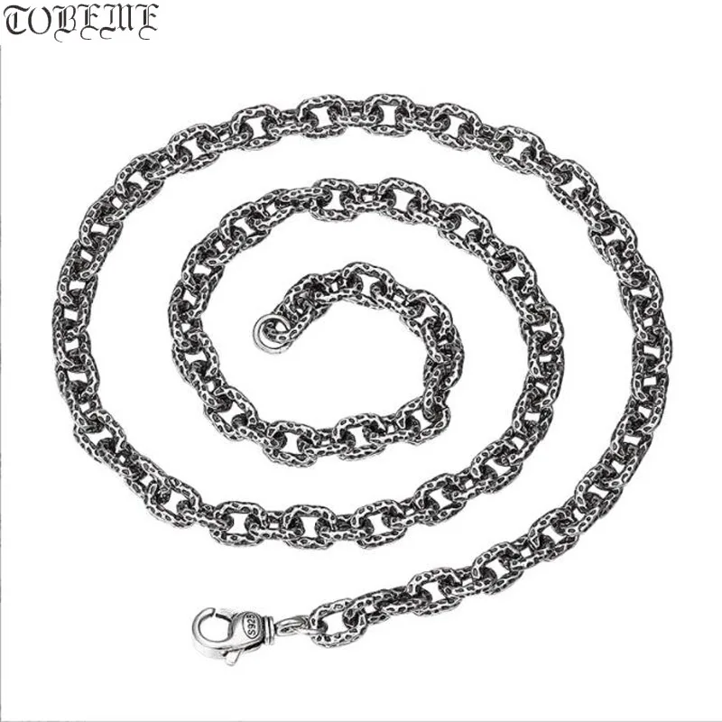 

6mm 100% 925 Thai Silver Man Necklace Vintage Sterling Chain Necklace