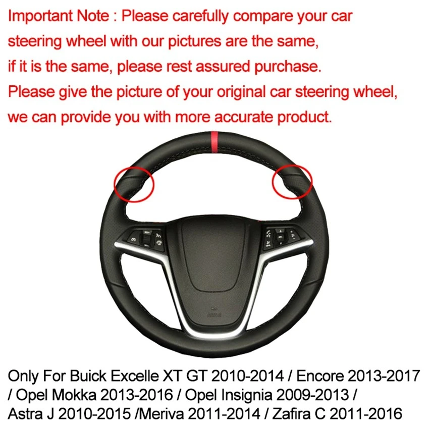 Black Artificial Leather Car Steering Wheel Cover for Opel Mokka 2013-2016 Opel Insignia 2009-2013 Astra J 2010-2015 Meriva