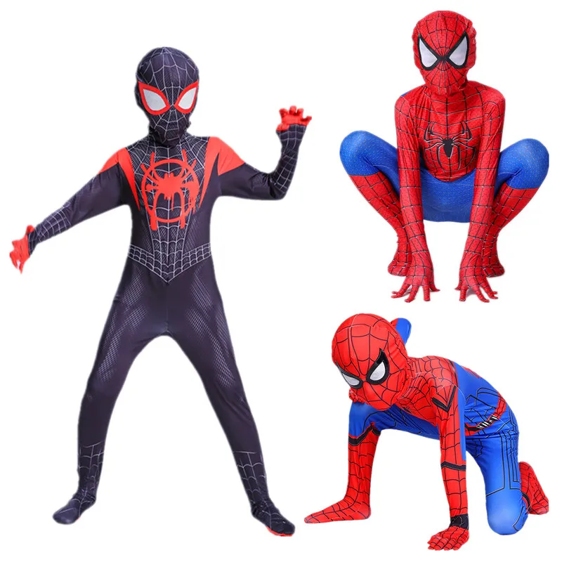 4-12Y Kids Iron Man Spider Costume Boy Superhero Spandex Bodysuit Child Halloween Cosplay Suit Gift Carnival Game Show Costumes