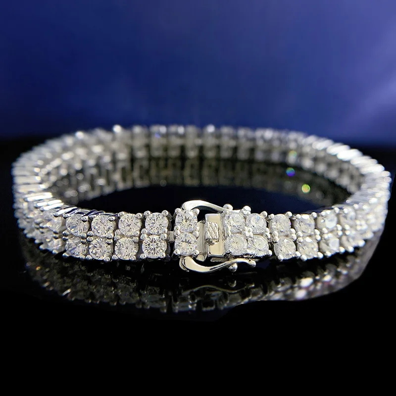 

2023 new double-row diamond bracelet for lovers 925 silver luxury full diamond design for Europe and America