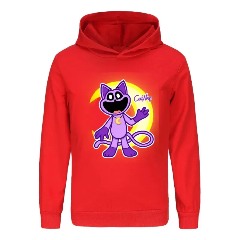 يبتسم المخلوقات Catnap هوديي البلوز طفل أطفال صبي فتاة الربيع مقنعين البلوز الكرتون ملابس منقوشة بكم طويل قميص الملابس