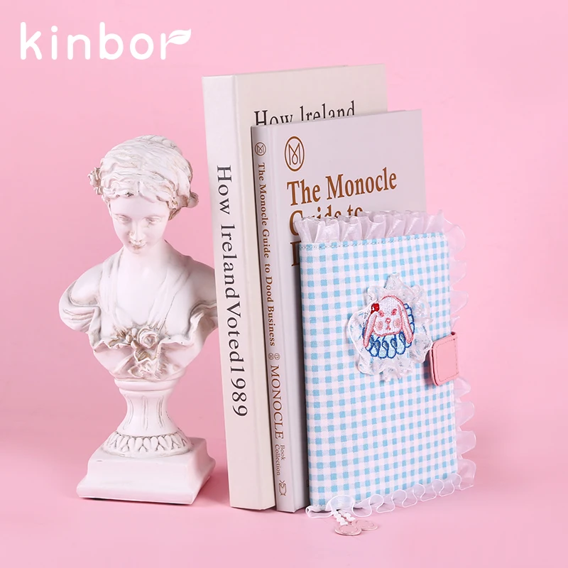 Kinbor Blu Rabbit A6 Notebook Hand Book Girl Cute Lace Edge One Page a Day Kawaii Travelers Journal Notebooks and Journals