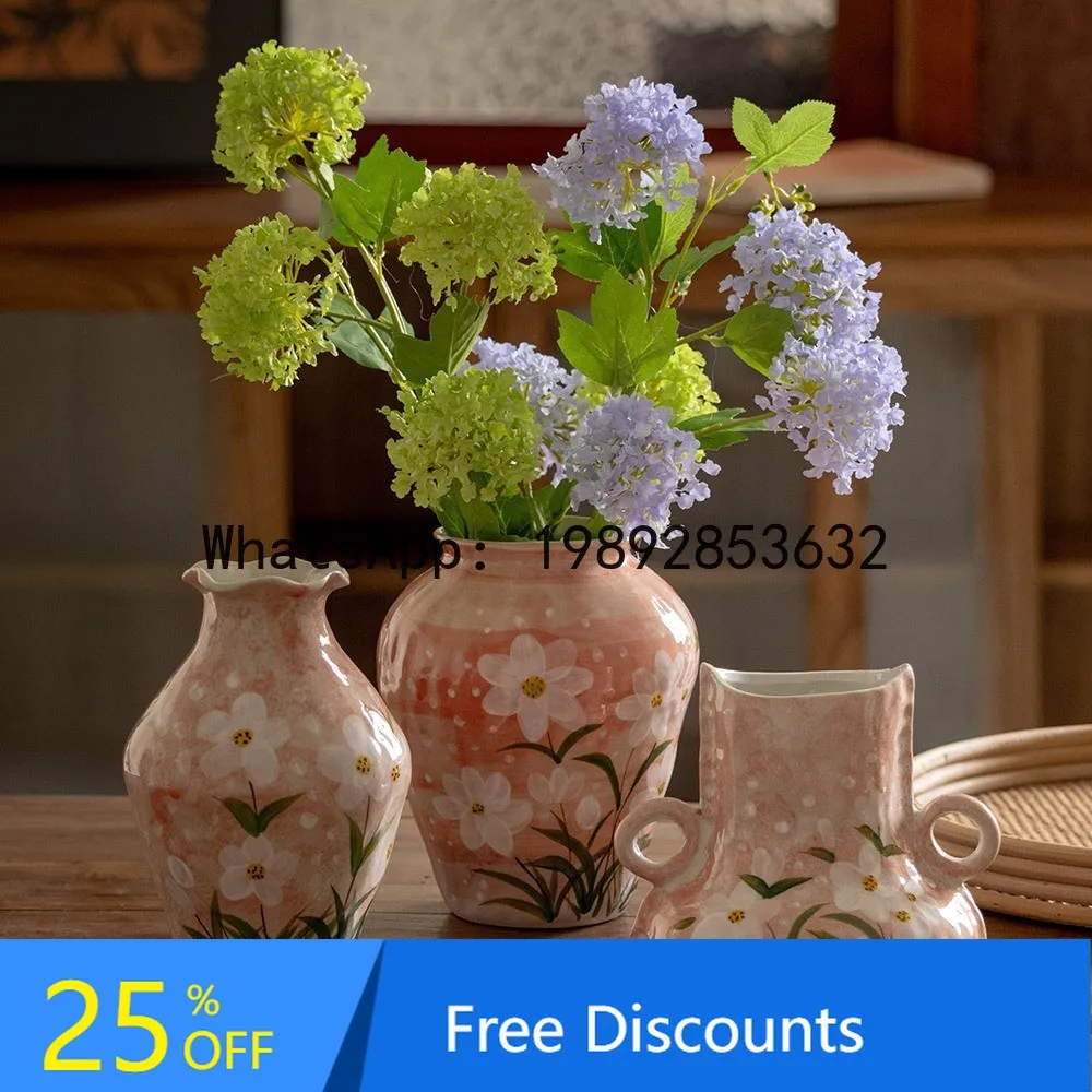 

CZ Jingdezhen Ceramic Vase Ornament High-End Entryway American Art Decoration Living Room Imitation Flower Arrangement Vase