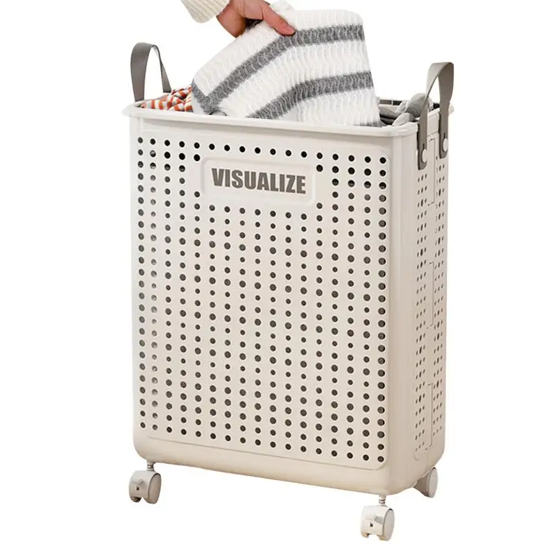 

Wheeled Laundry Basket Dirty Clothes Basket Rolling Hampers For Laundry Multifunction Clothes Hamper Smooth-Gliding Laundry