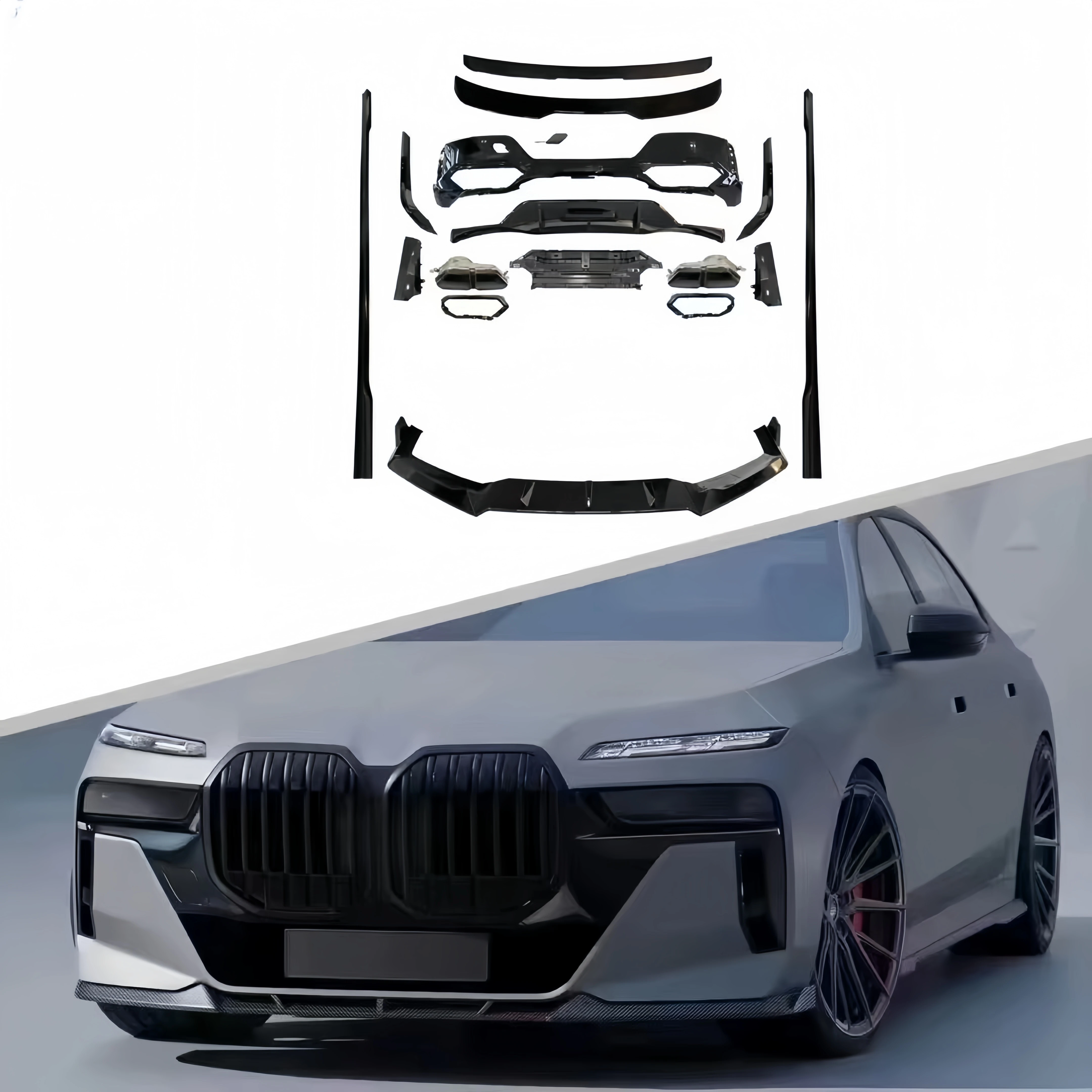 Factory Supply Glossy Black M760 Body Kit For BMW 7 Series G70 M Sport 2023-2025 Glossy Black Bumper With New Condition Clips