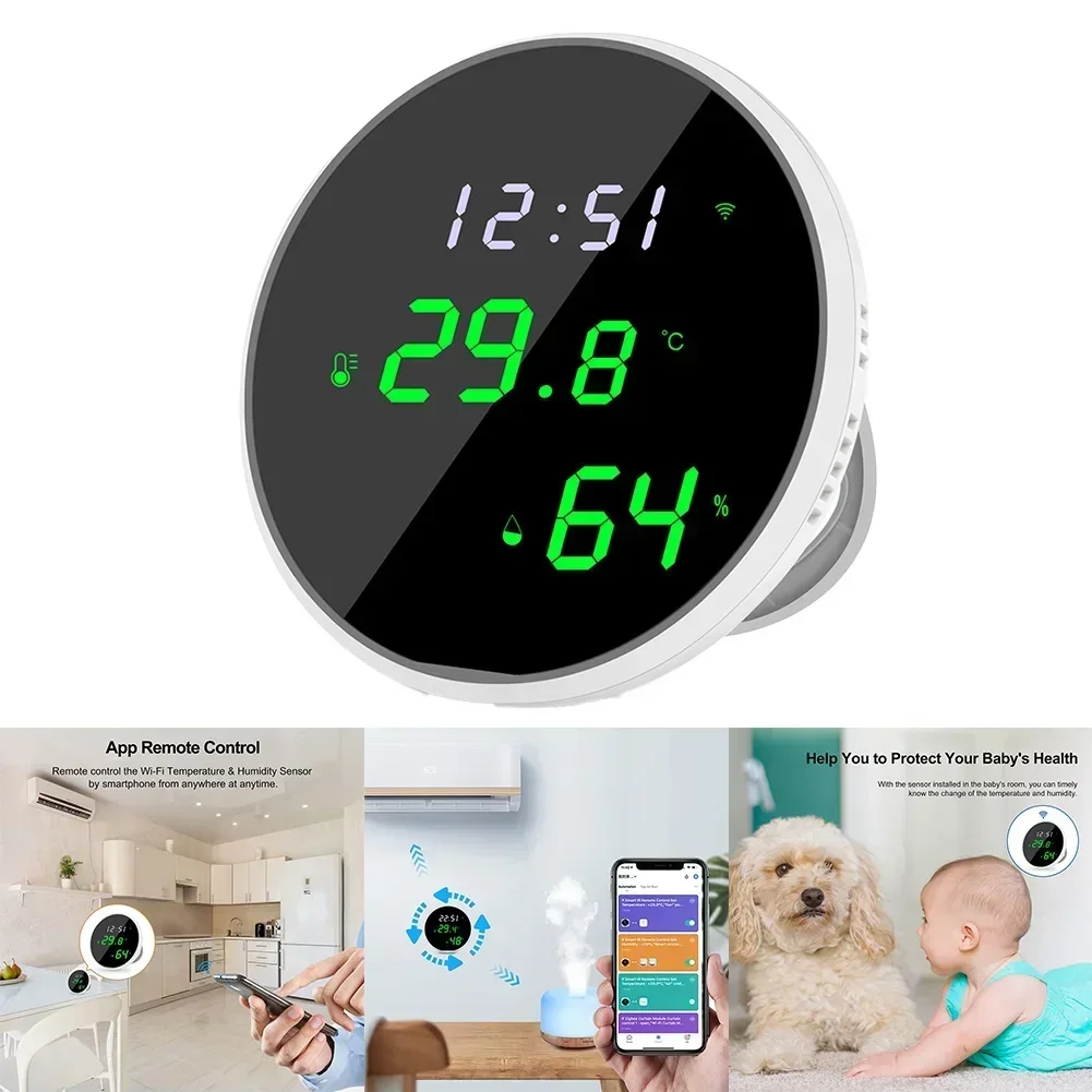 For Tuya WiFi Temperature Sensor Smart Thermometer With Backlit LCD Display Real-time Monitoring Recording Temperature Sensor